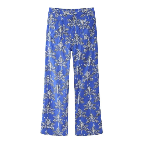 pantalon bleu imprimé femme