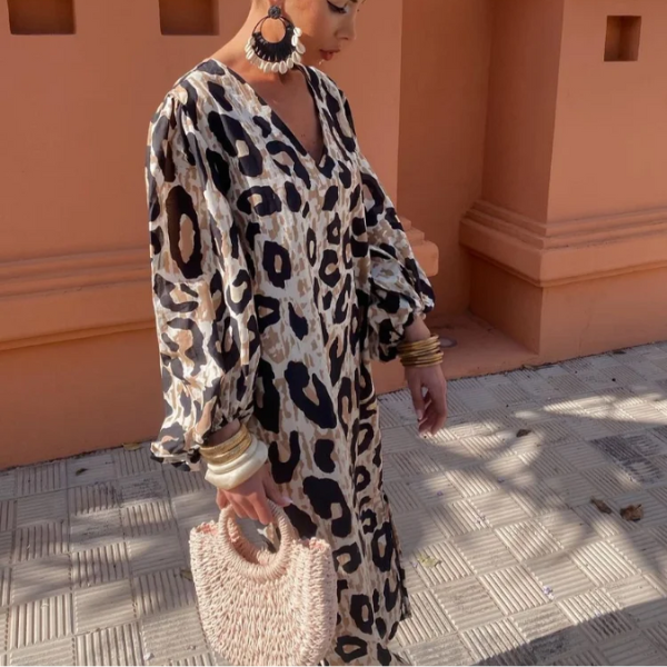 robe longue léopard femme