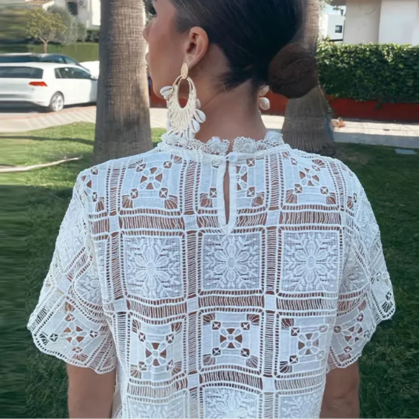 blouse dentelle blanche florale femme