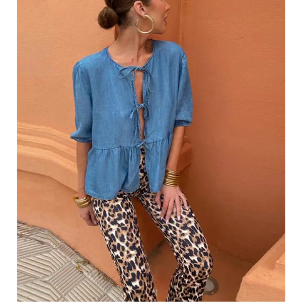 blouse denim bleu