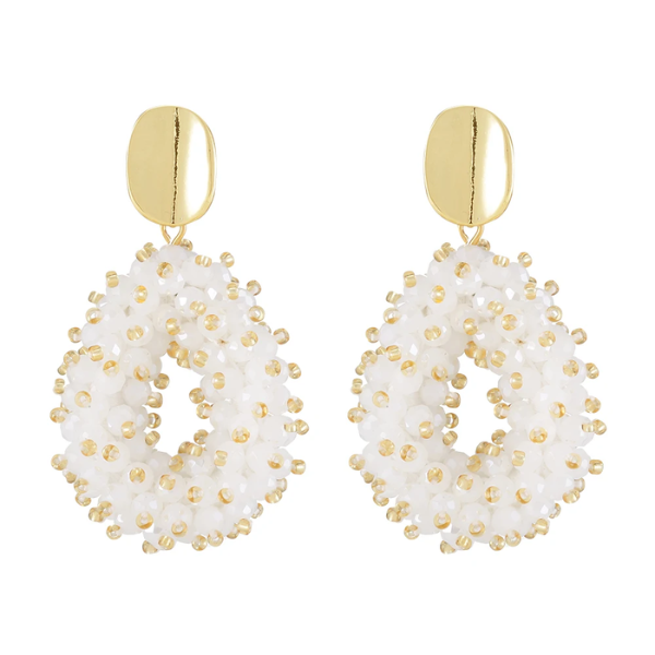 boucles doreilles blanches pendantes