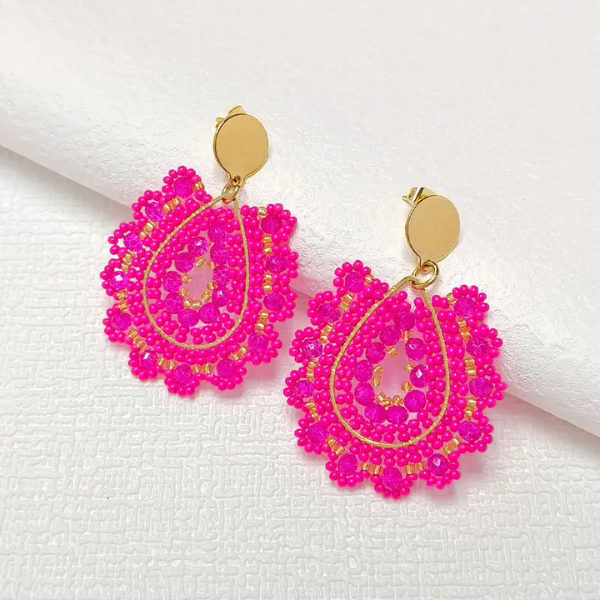 boucles doreilles roses fantaisie