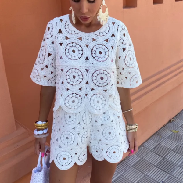 top et short en crochet femme