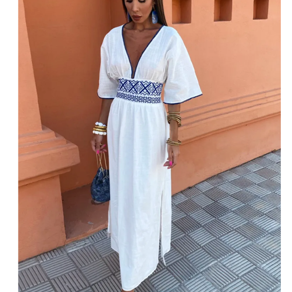 robe maxi blanche brodée