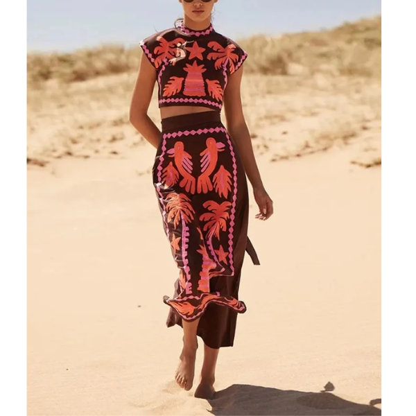 robe longue brodée