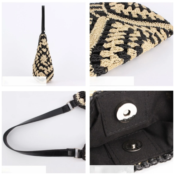 sac serena paille noir beige