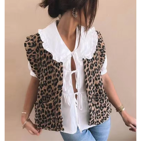 gilet sans manches léopard