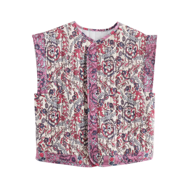 gilet sans manches fleuri