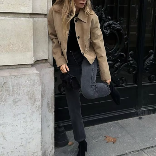 veste en suédine beige