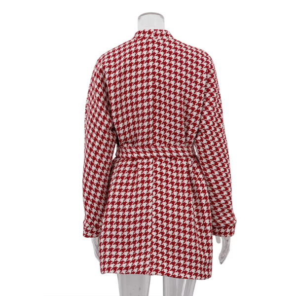 veste de tailleur ceinturée pied de poule