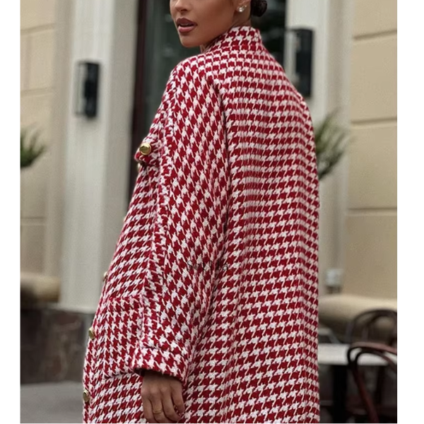 tailleur femme hiver pied de poule rouge
