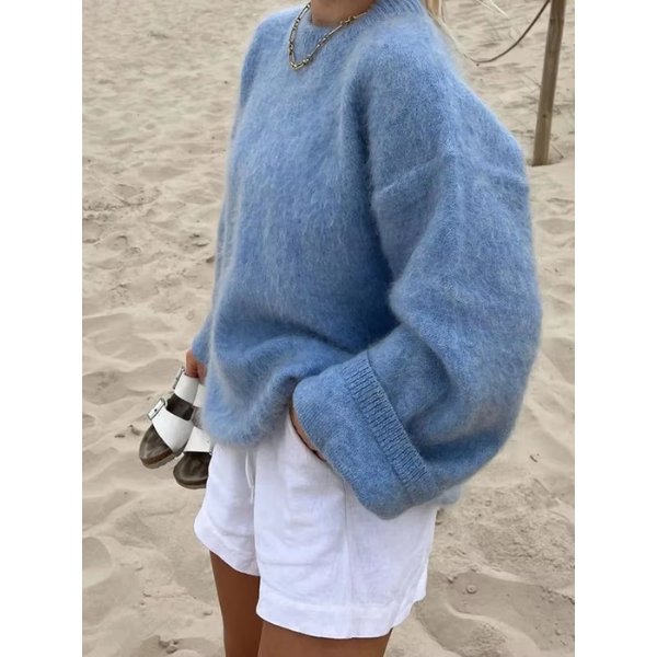 pull mohair bleu