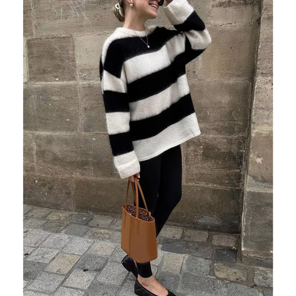 pull mohair rayé noir