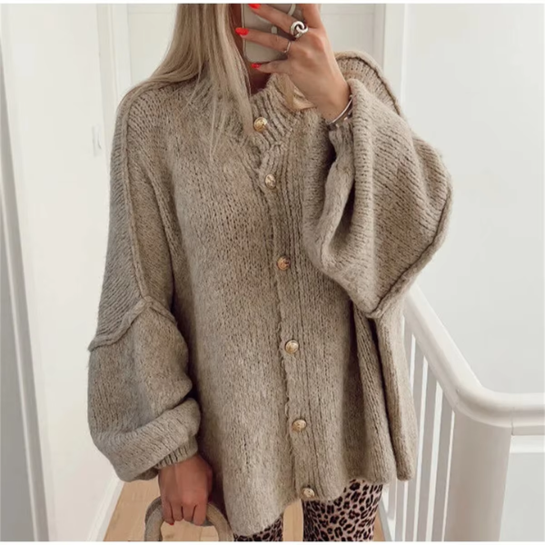 Sweatshirt Femme Oversize Décontracté Zadoreck - Pull Henley à Boutons Haut-Bas Automne Hiver