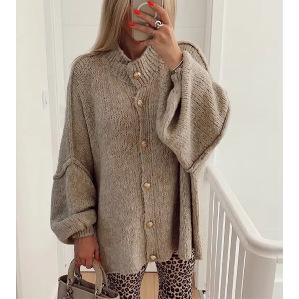 gilet beige boutons dorés maille