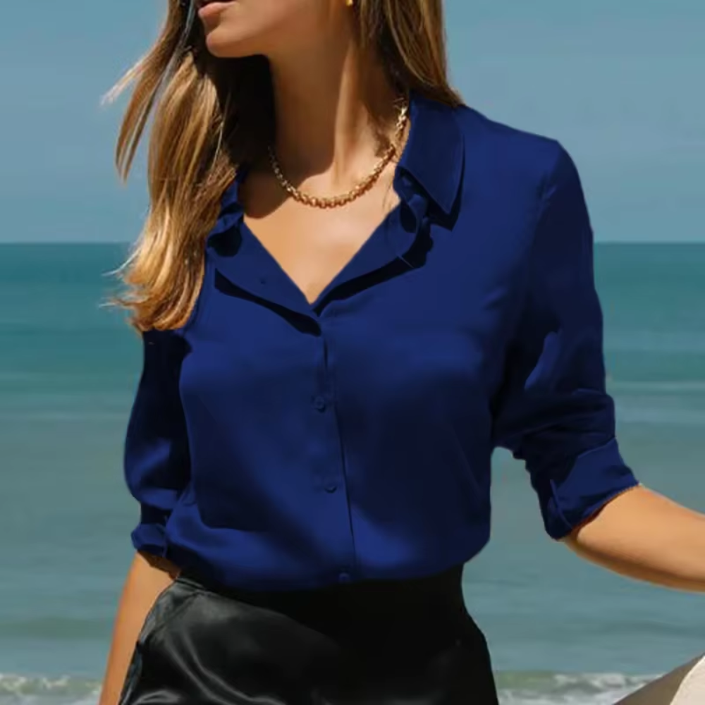 chemisier classique femme satin bleu roi