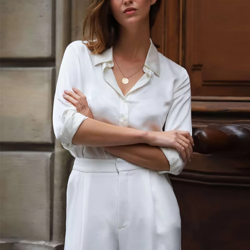 chemisier classique femme satin blanc