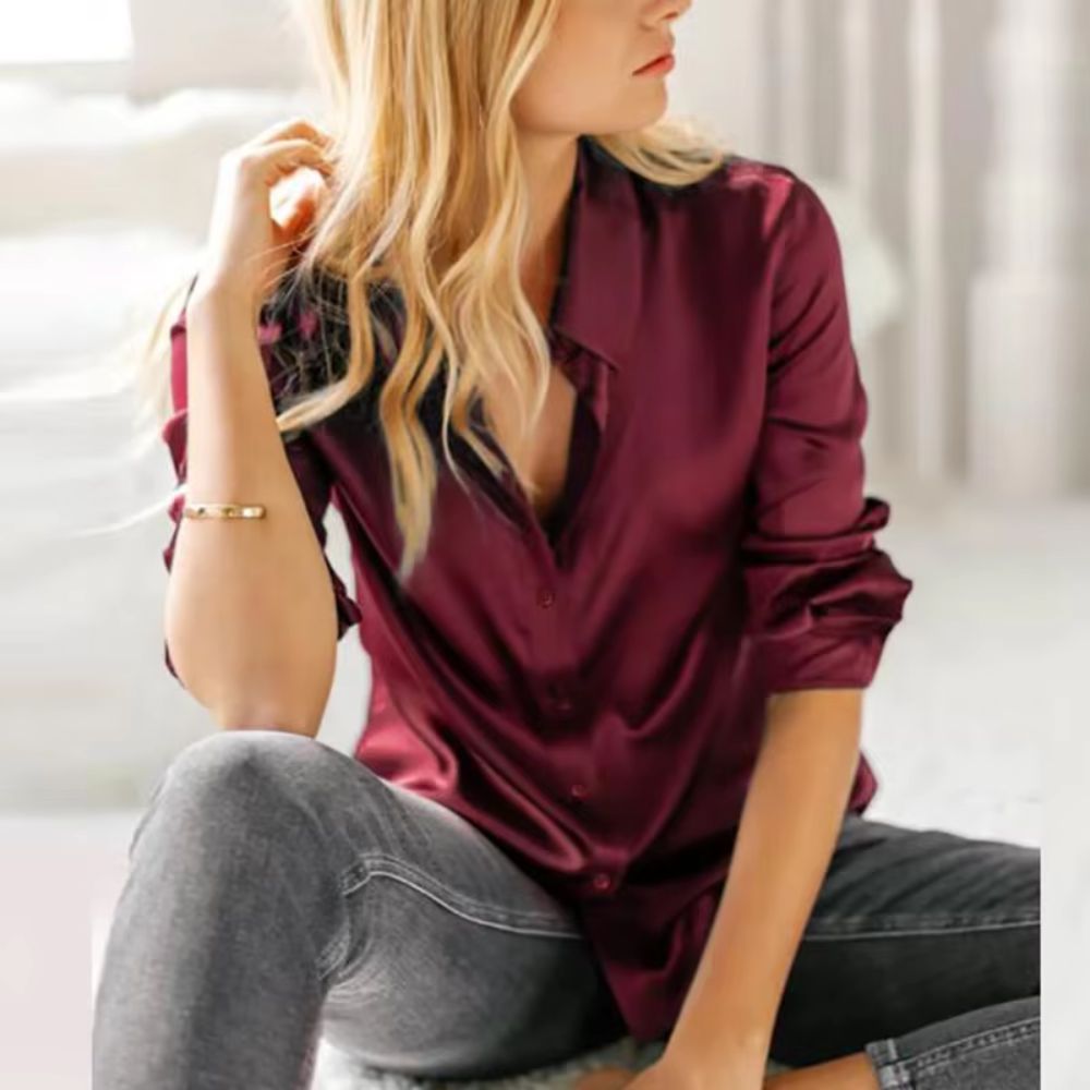 chemisier classique femme satin bordeaux
