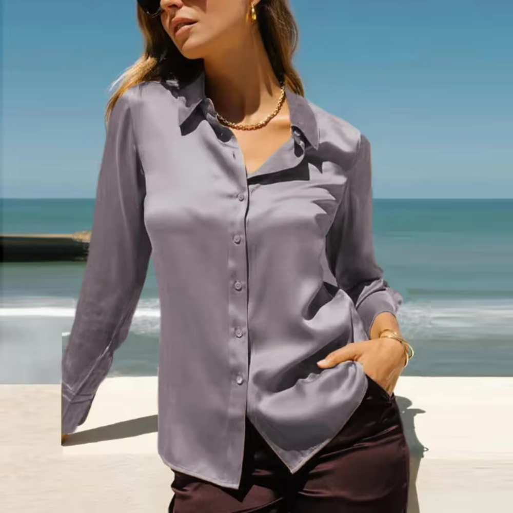 chemisier classique femme satin gris