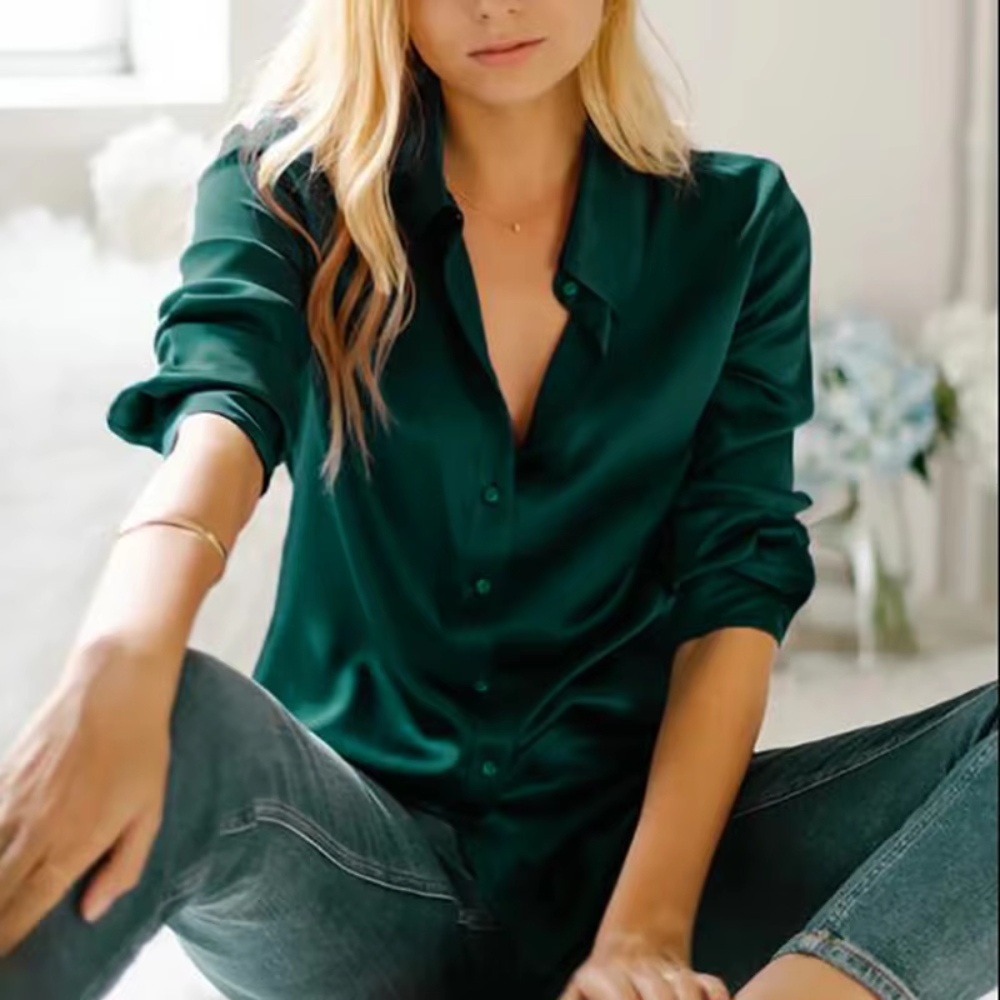 chemisier classique femme satin vert