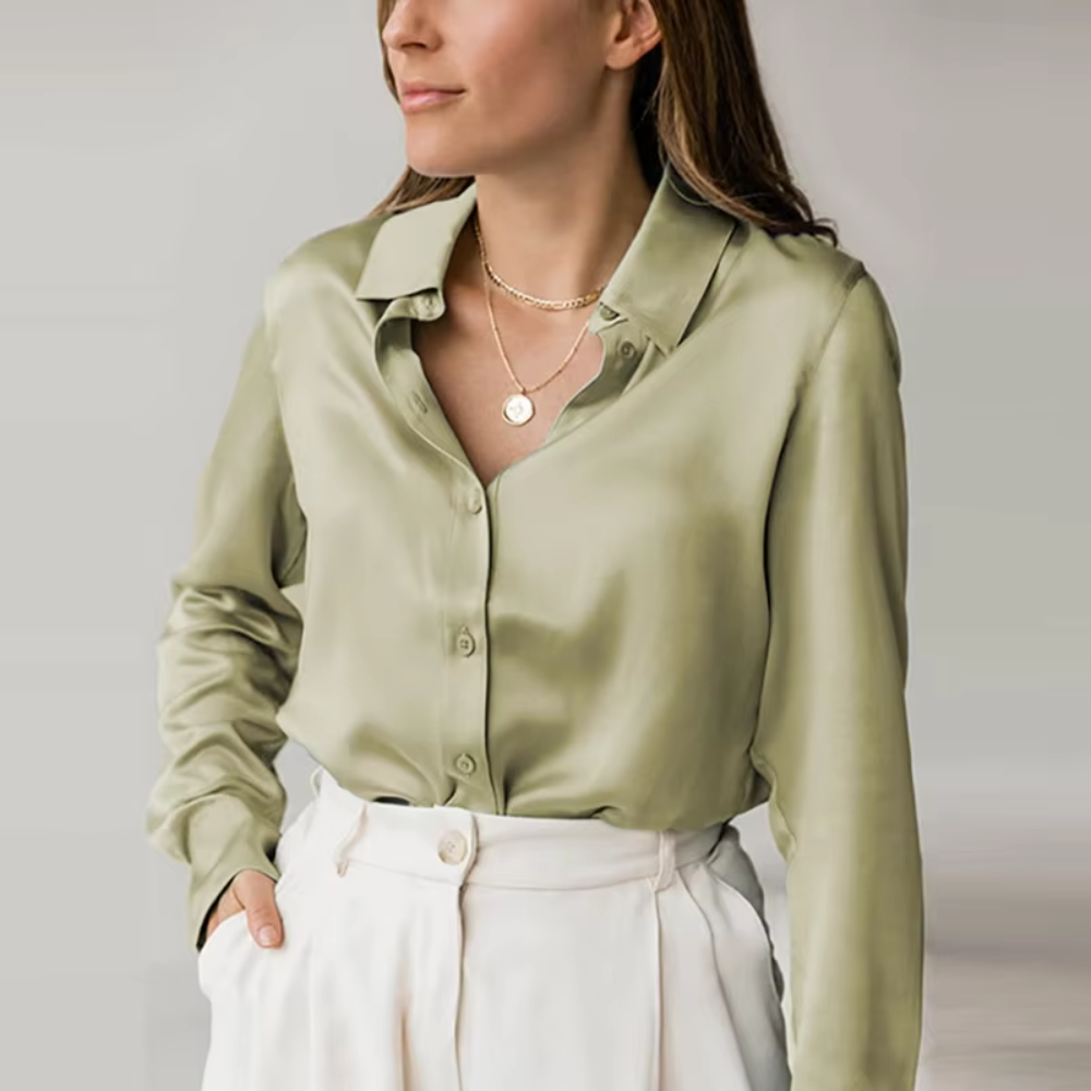 chemisier classique femme satin vert clair