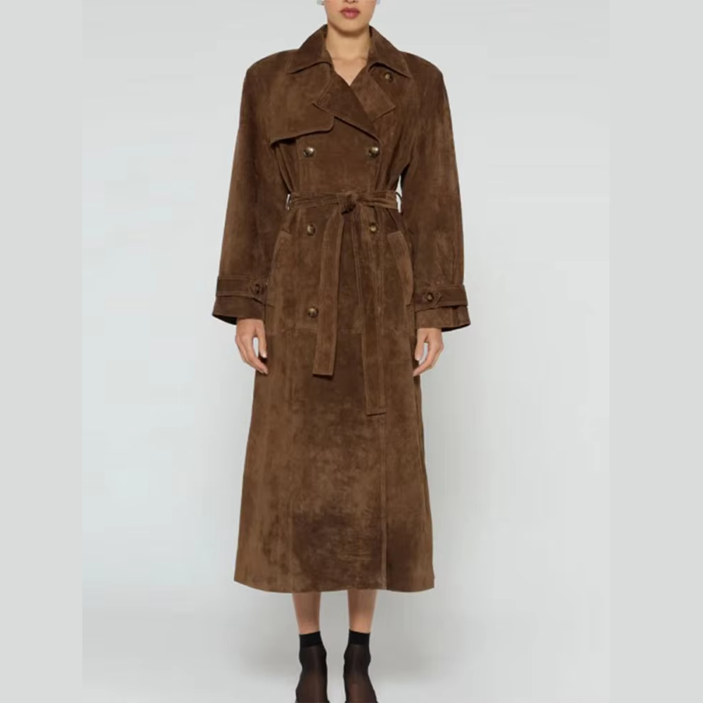 Trench long Montaigne daim marron L'Atelier des Parisiennes