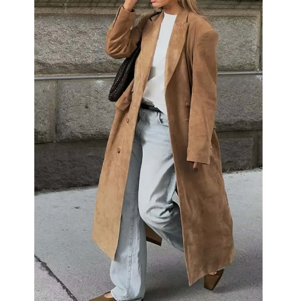 Manteau long en daim tendance
