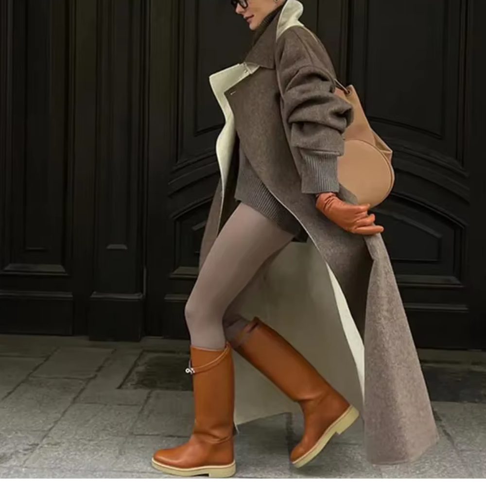 manteau long en laine marron femme