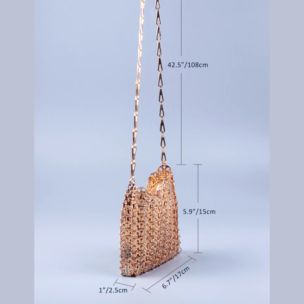 sac à bandoulière en paillettes dorées