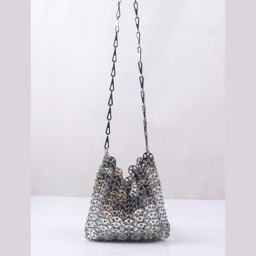 sac à bandoulière paillettes argentées