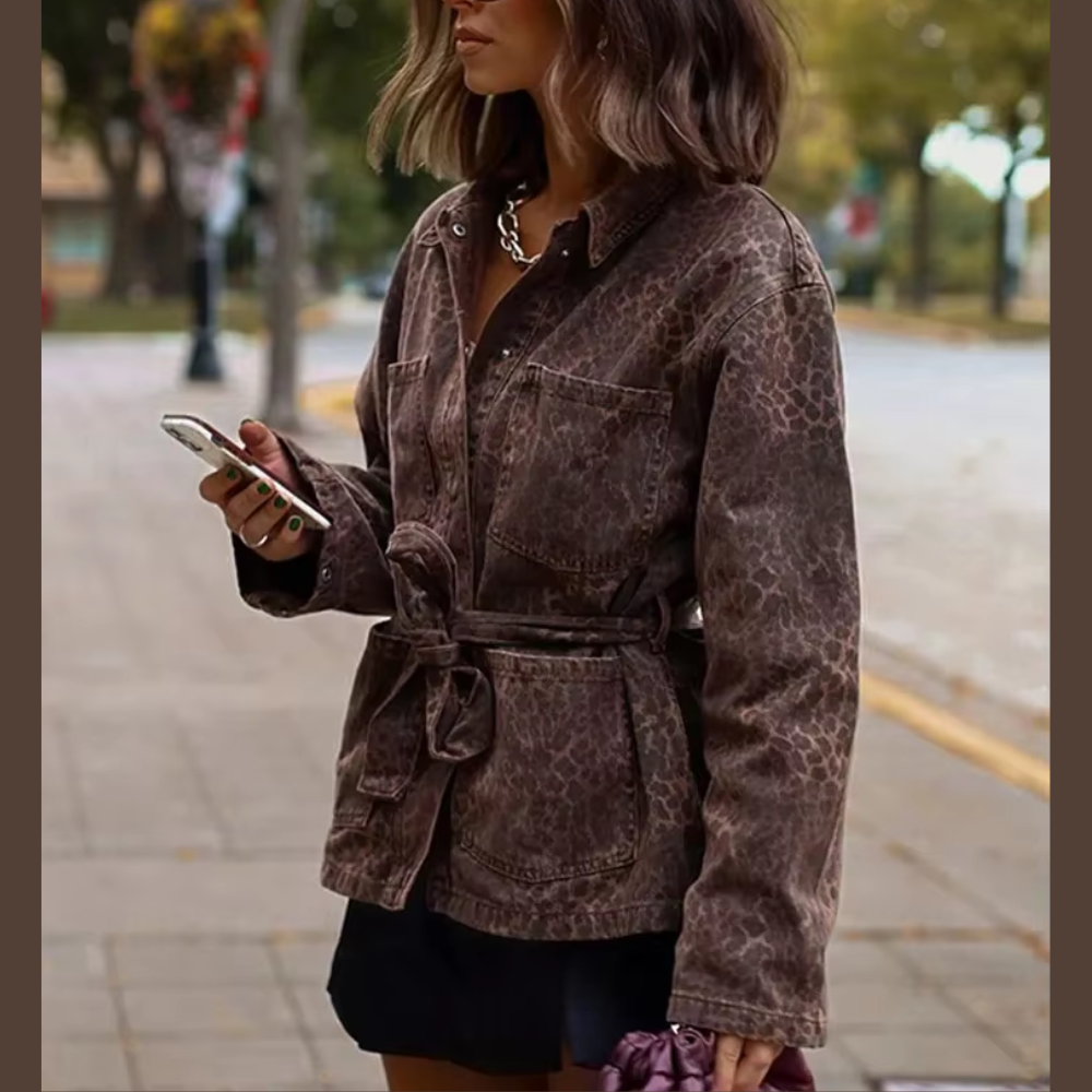 veste denim léopard