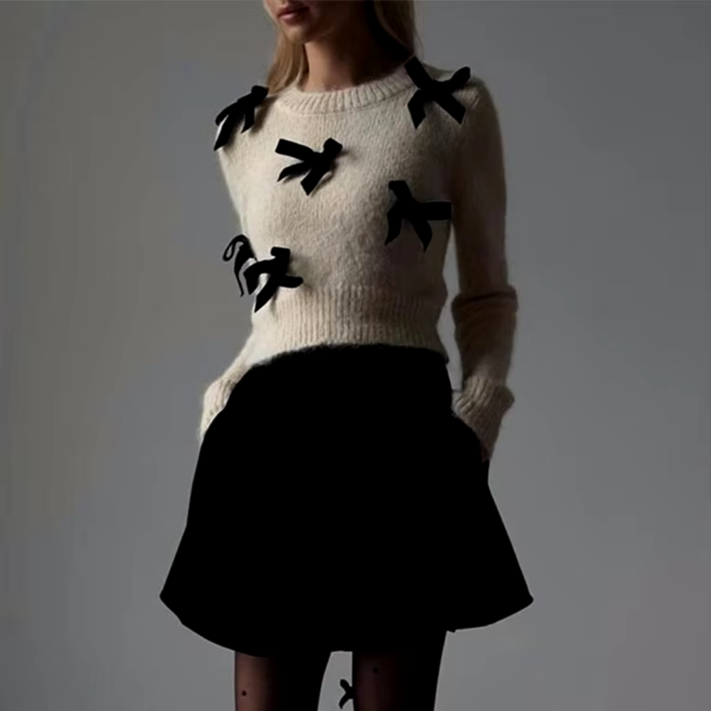 pull à col rond pour femme noeuds