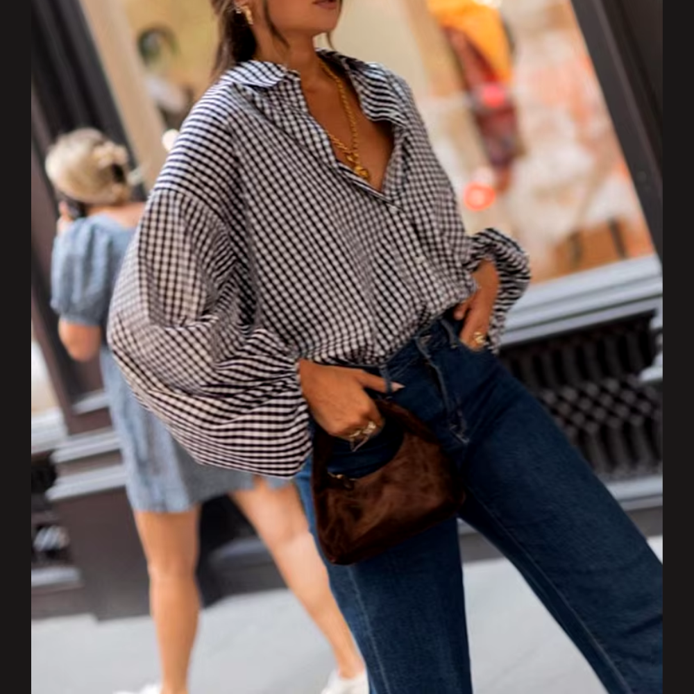 chemise à carreaux vichy manches bouffantes