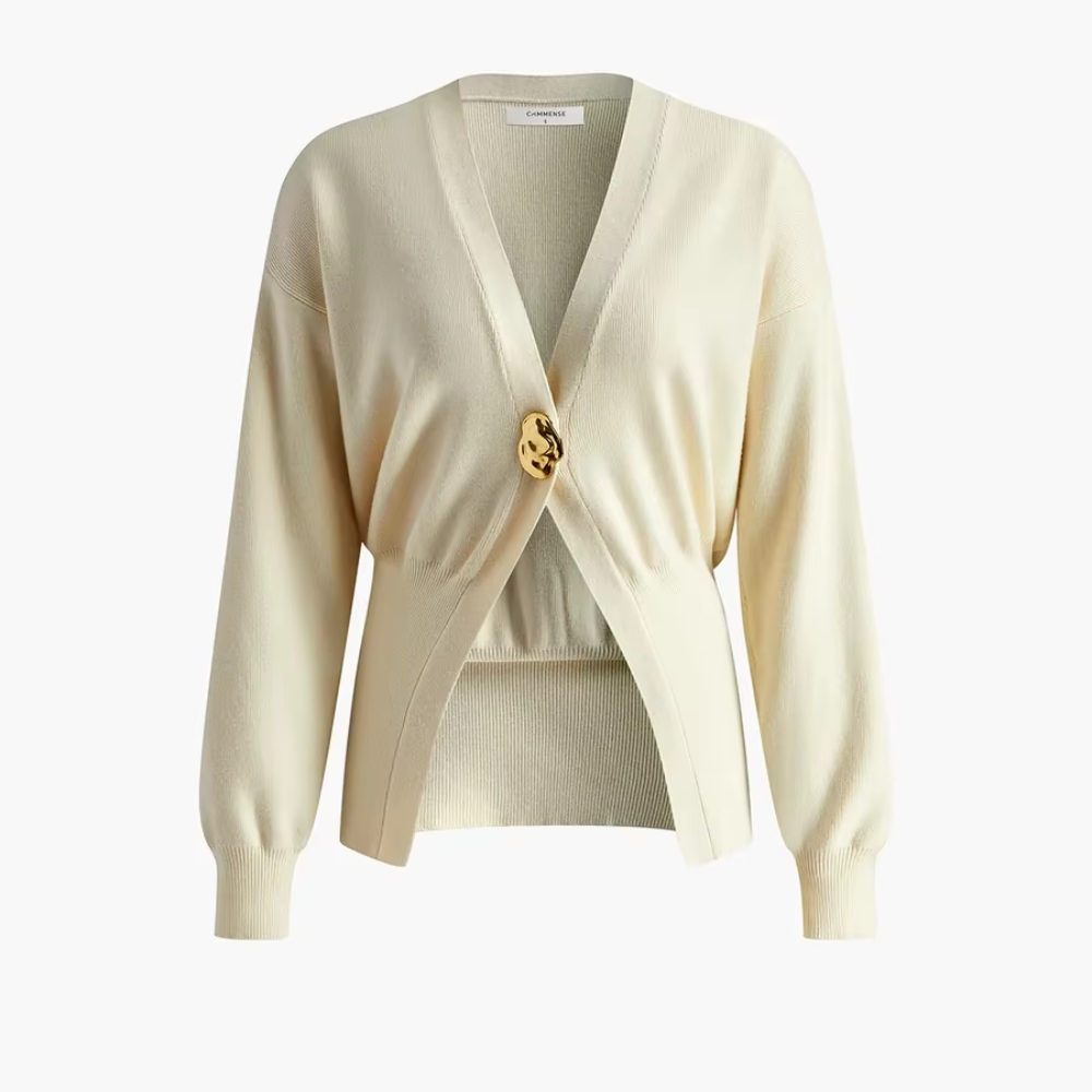 cardigan blanc bouton doré femme