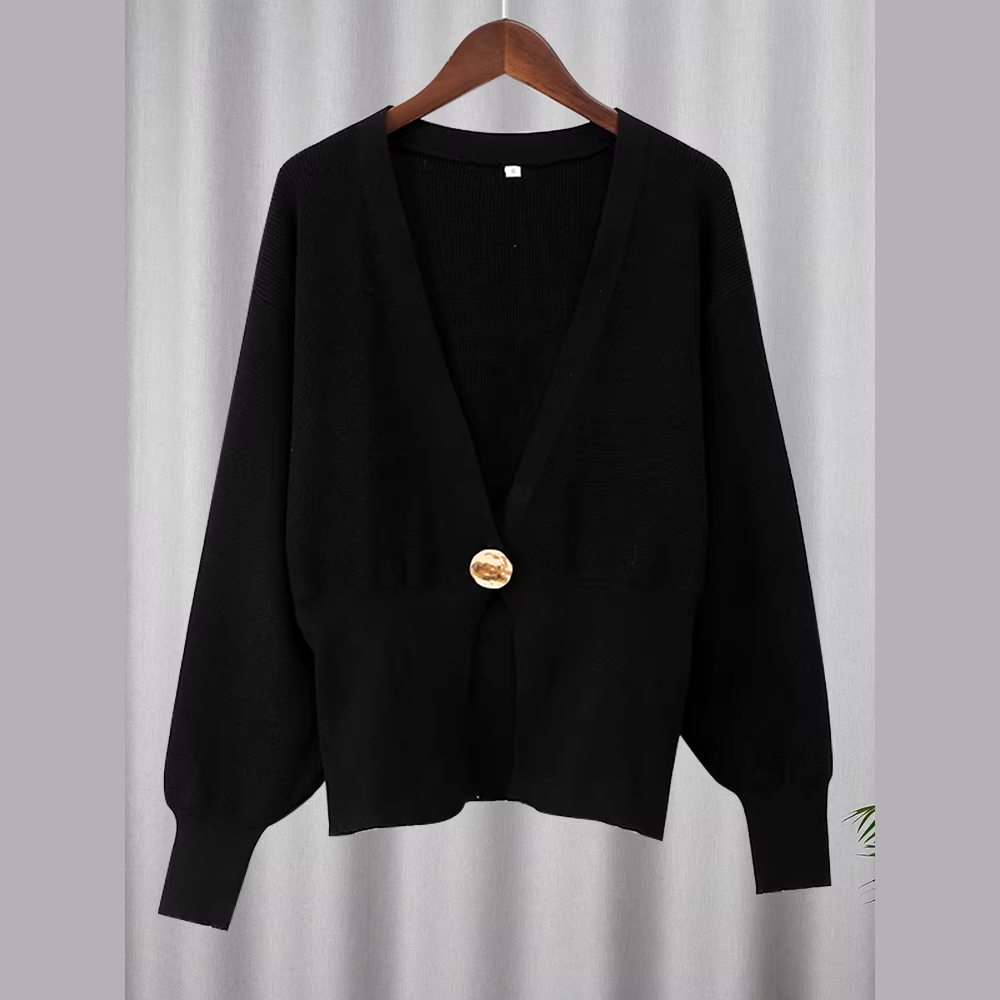 cardigan noir à bouton doré femme