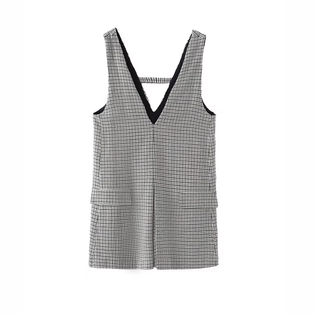 mini robe courte à carreaux hiver