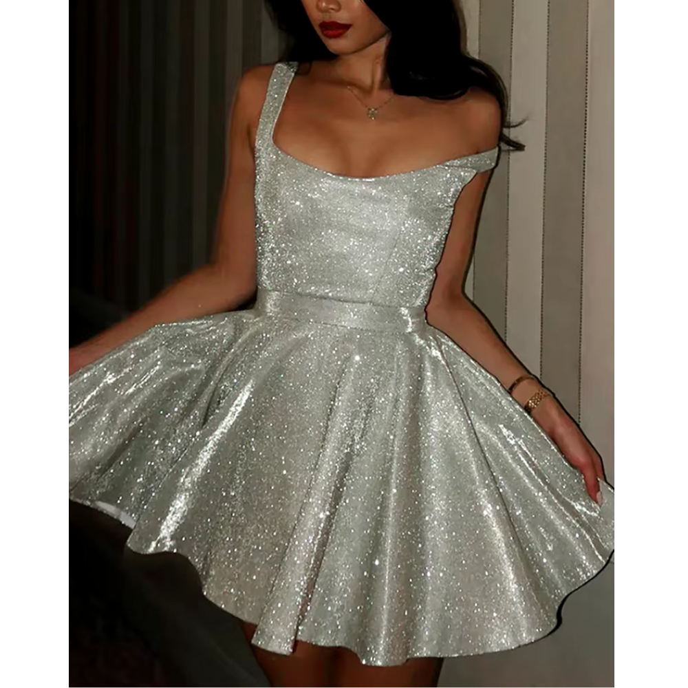 robe argentée à paillettes femme