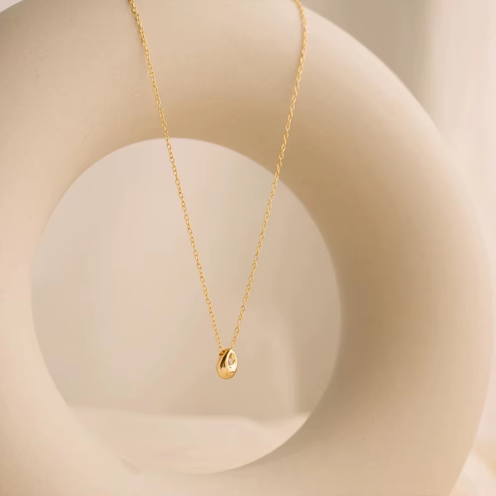 collier pendentif chic plaqué or 24k