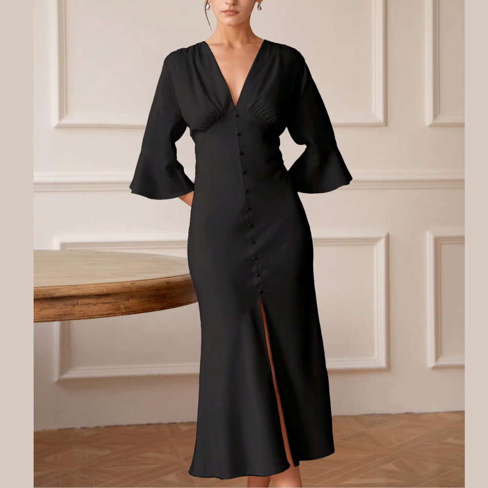 robe longue à manches longues noire