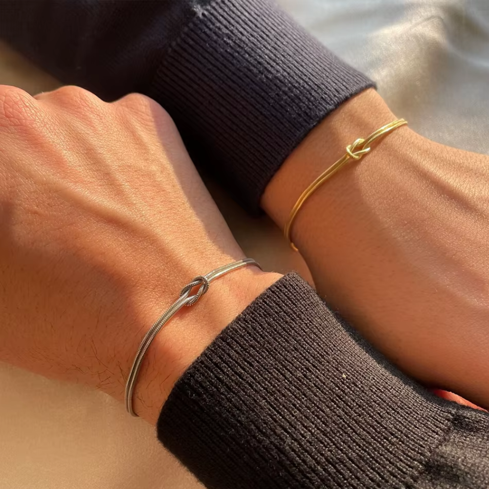 bracelet noué délicat doré à lor fin argent