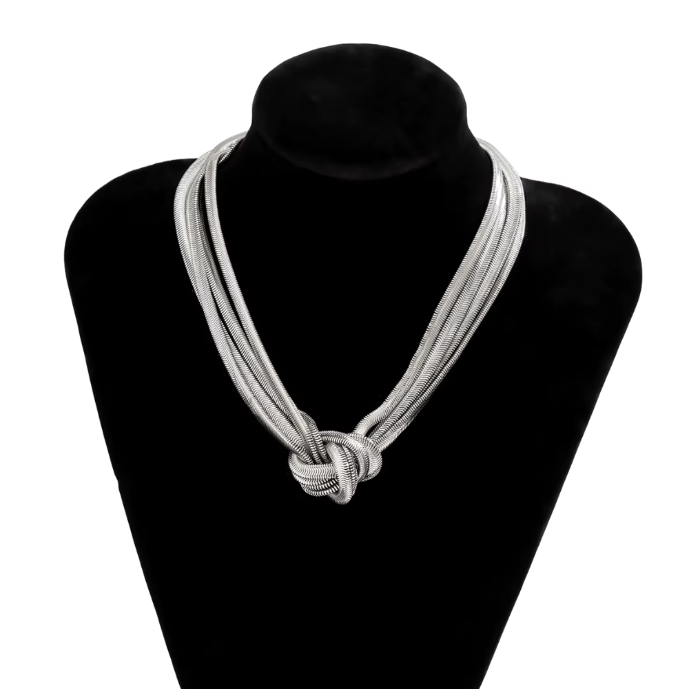 collier multi rangs noué argent