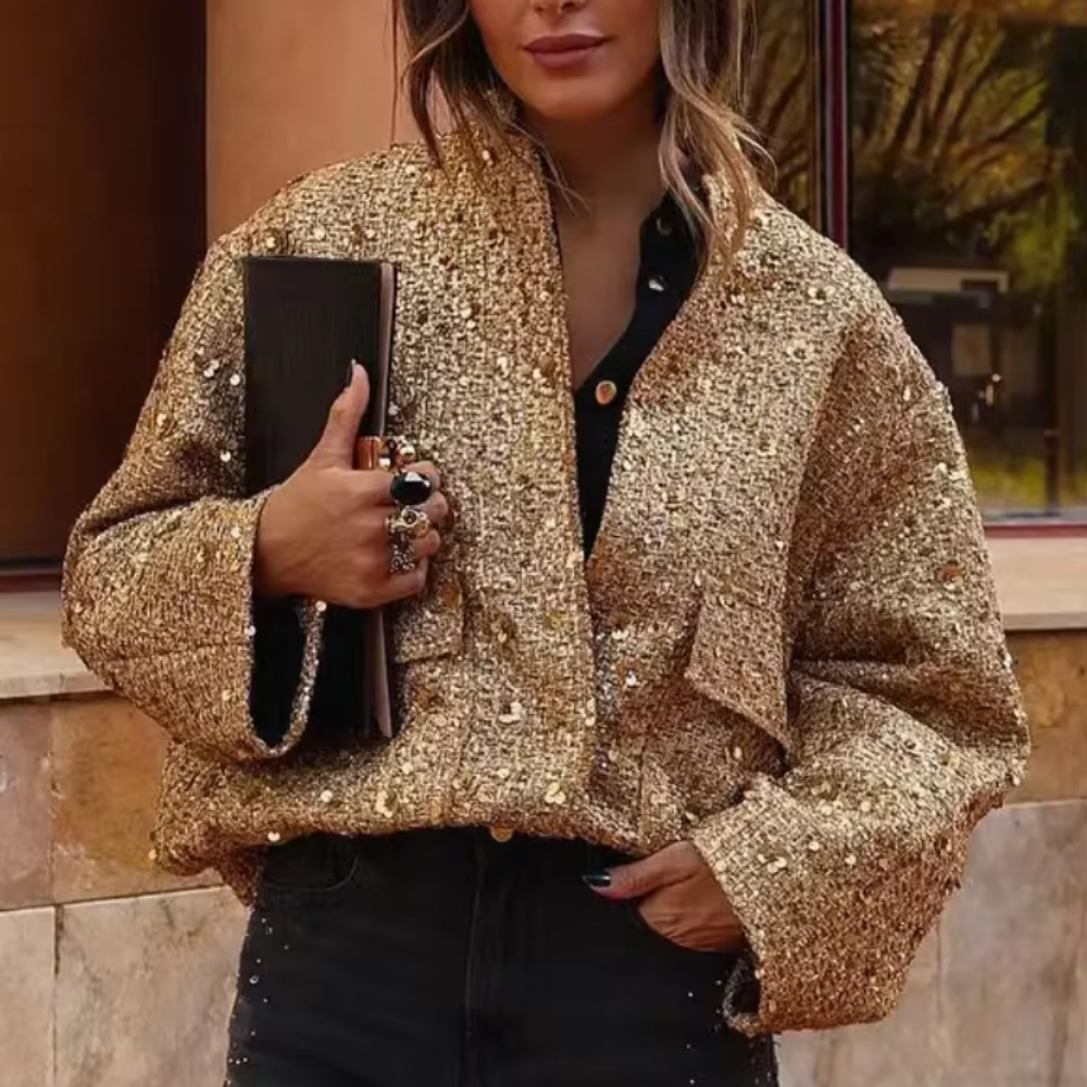 veste à paillettes brillante gold