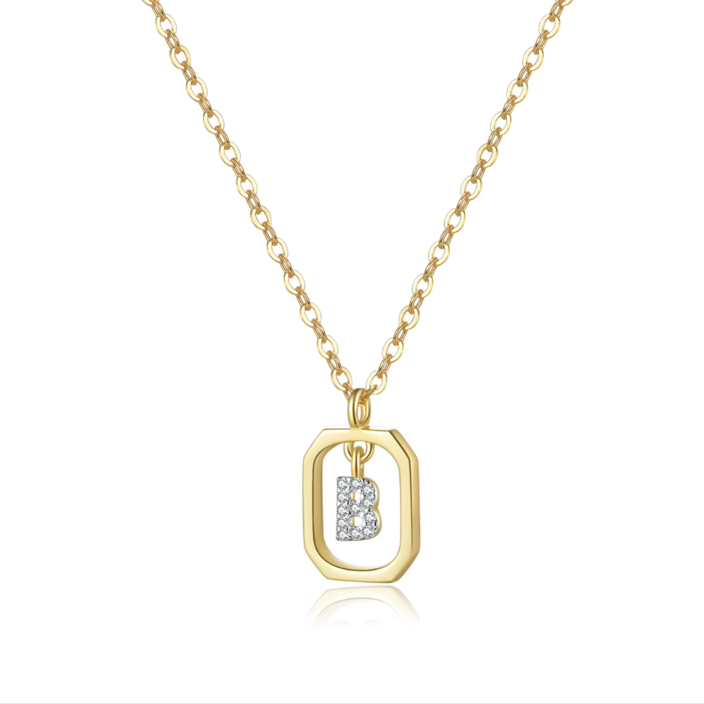 collier lettre monogramme or 24k B