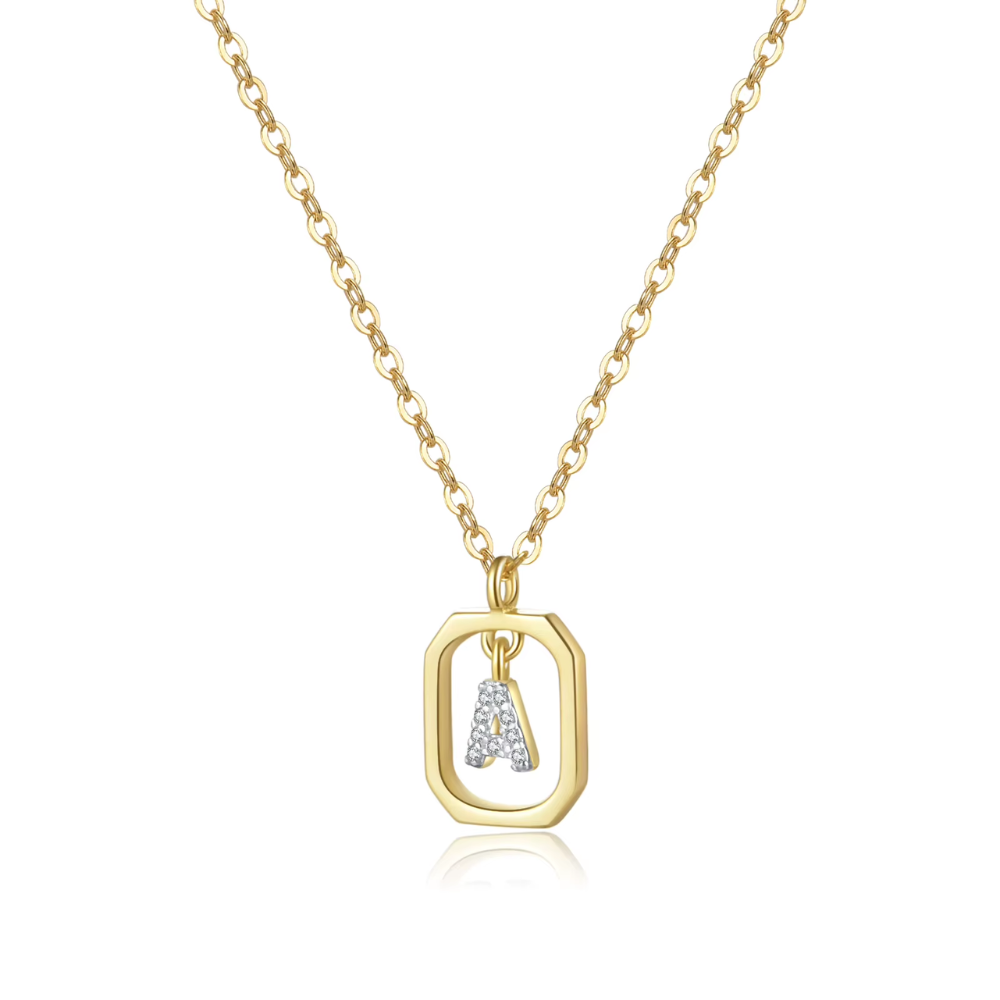 collier lettre monogramme or 24k A
