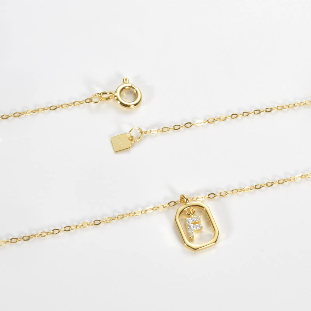 collier lettre monogramme or 24k F