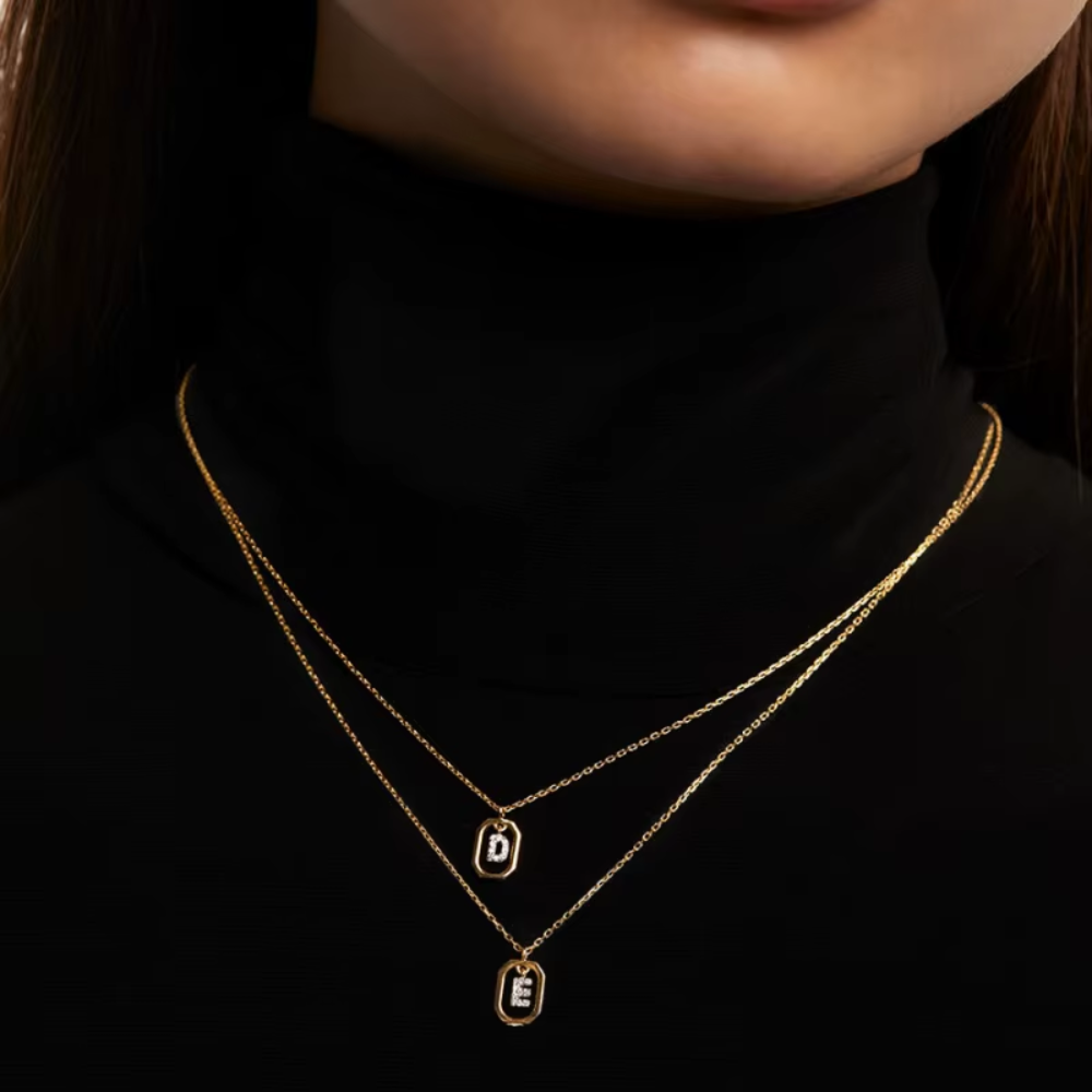 collier lettre monogramme or 24k (2)