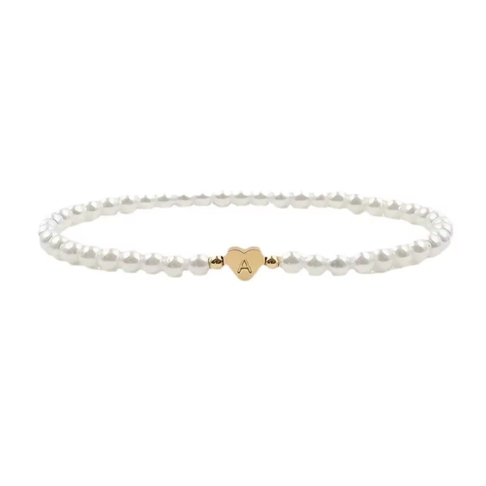 bracelet perles nacrées lettre femme