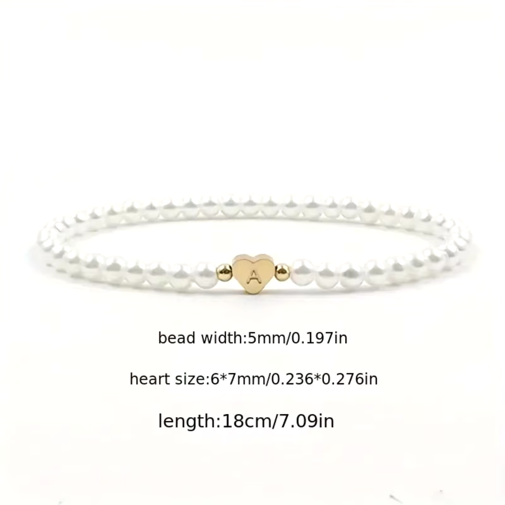 bracelet perles nacrées lettre personnalisée