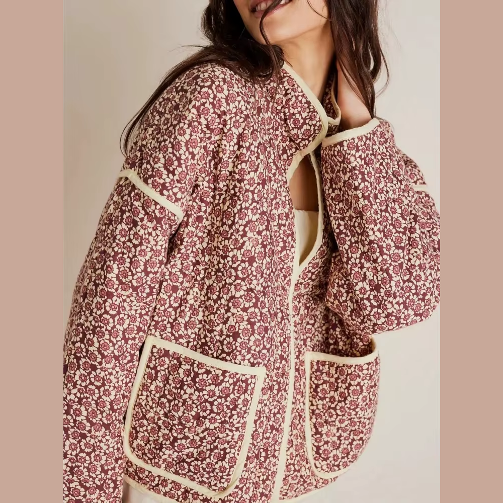 veste en coton imprimée fleurie femme