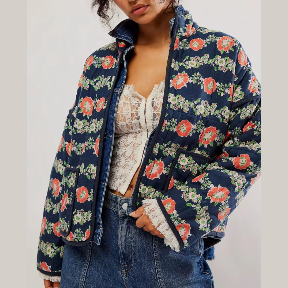 veste en coton imprimée fleurie tendance (2)